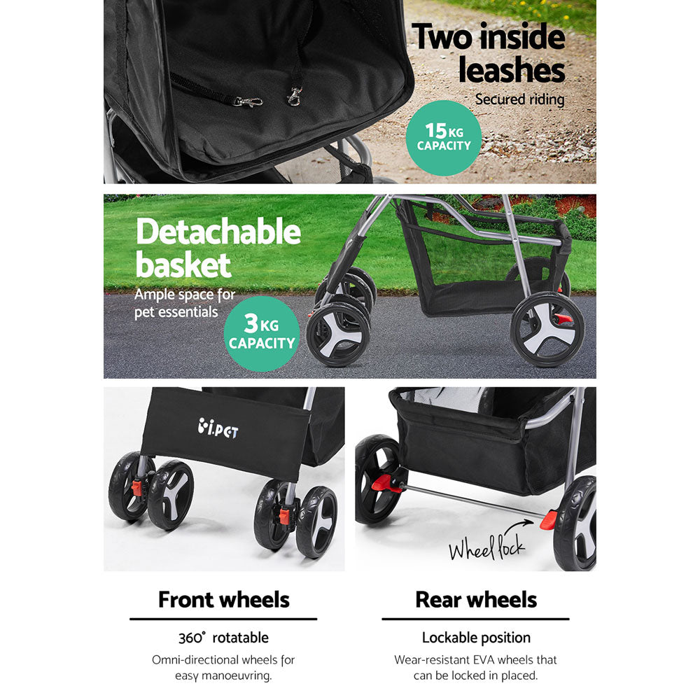 I.PET 4 WHEEL FOLDABLE PET STROLLER