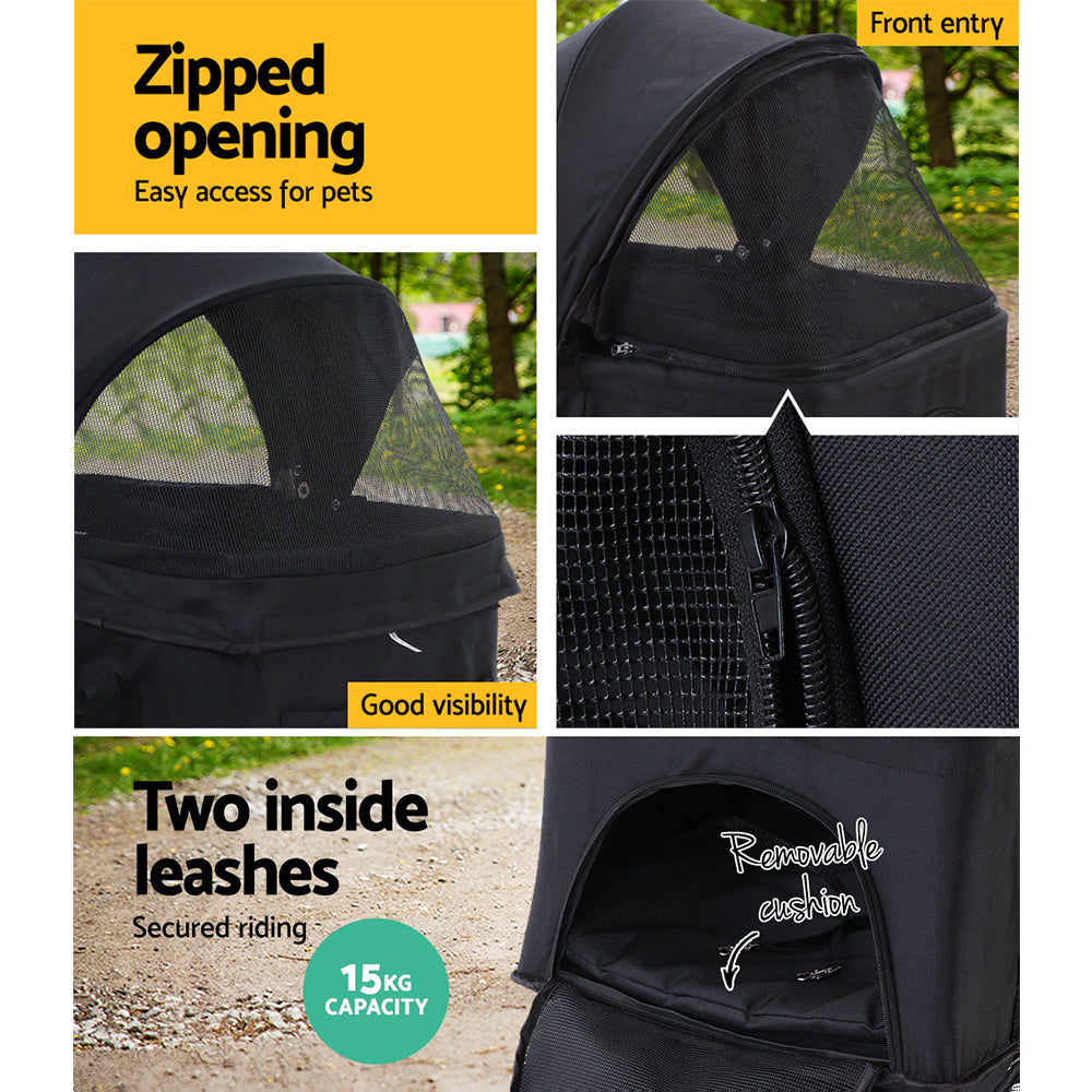 I.PET 3 IN 1 4 WHEEL FOLDABLE PET STROLLER