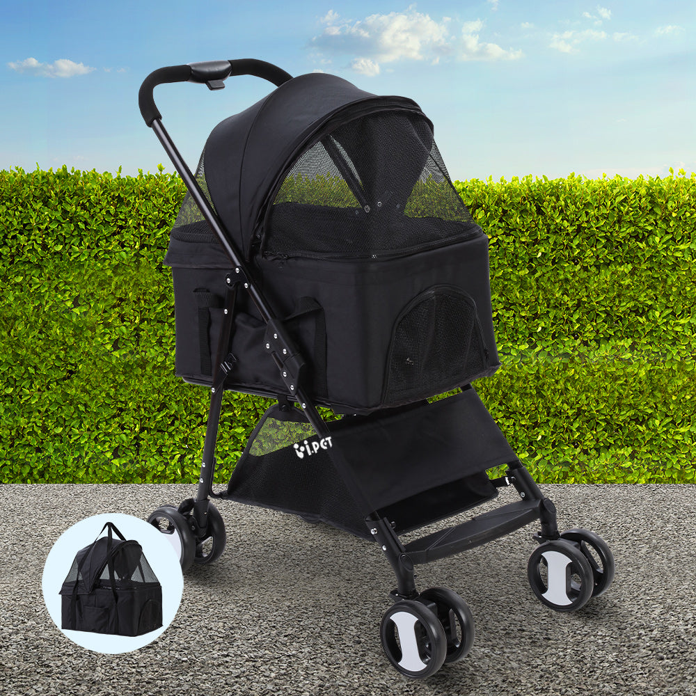 I.PET 3 IN 1 4 WHEEL FOLDABLE PET STROLLER
