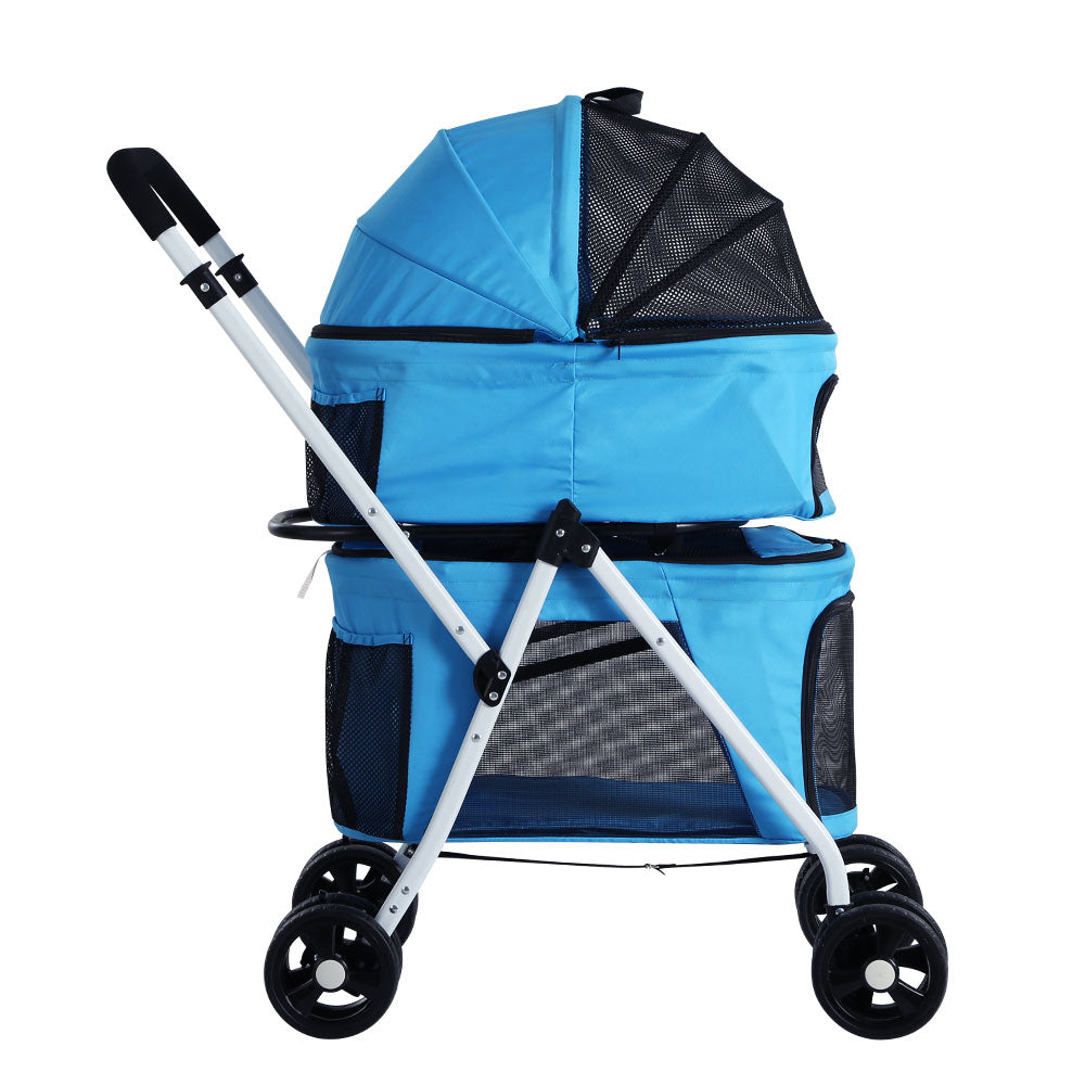 I.PET 3 IN 1 FOLDABLE 4 WHEEL DOUBLE CARRIER PET STROLLER