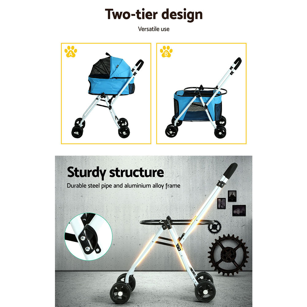 I.PET 3 IN 1 FOLDABLE 4 WHEEL DOUBLE CARRIER PET STROLLER