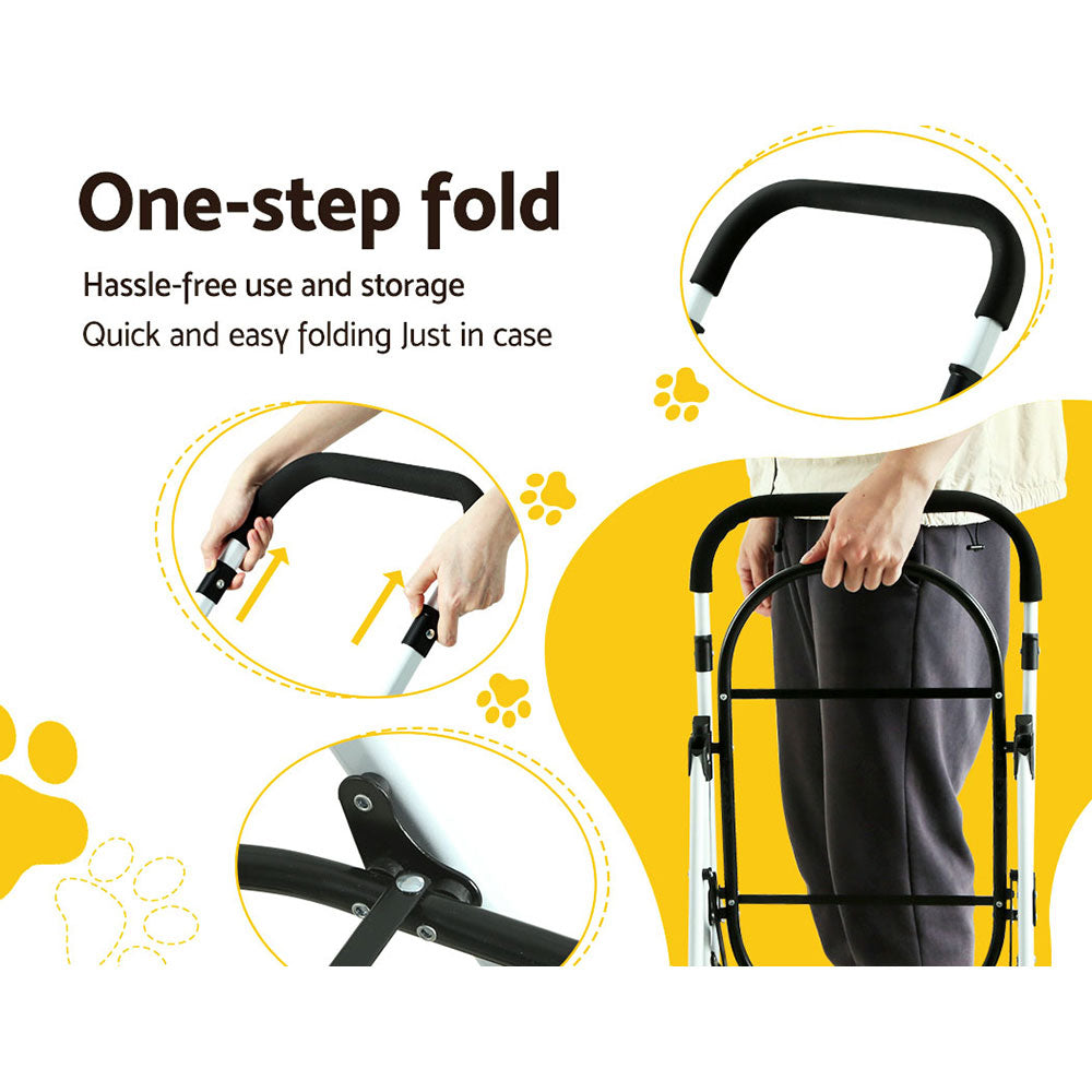 I.PET 3 IN 1 FOLDABLE 4 WHEEL DOUBLE CARRIER PET STROLLER