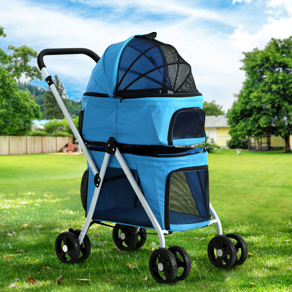 I.PET 3 IN 1 FOLDABLE 4 WHEEL DOUBLE CARRIER PET STROLLER