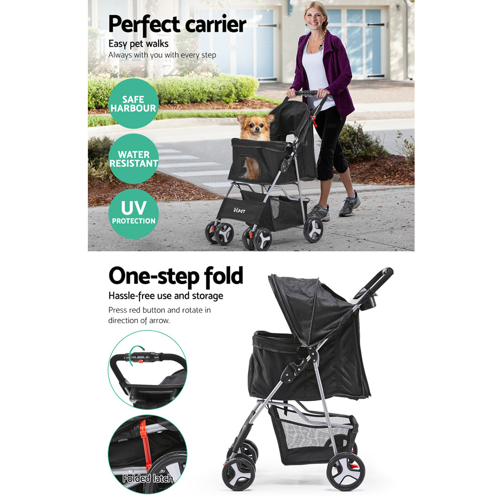 I.PET 4 WHEEL FOLDABLE PET STROLLER