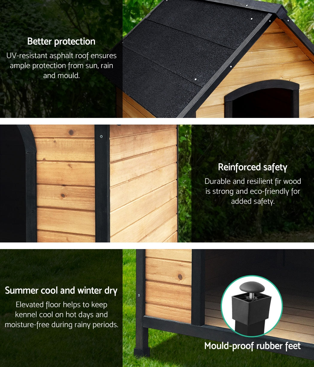 I.PET XL WEATHERPROOF WOODEN DOG KENNEL