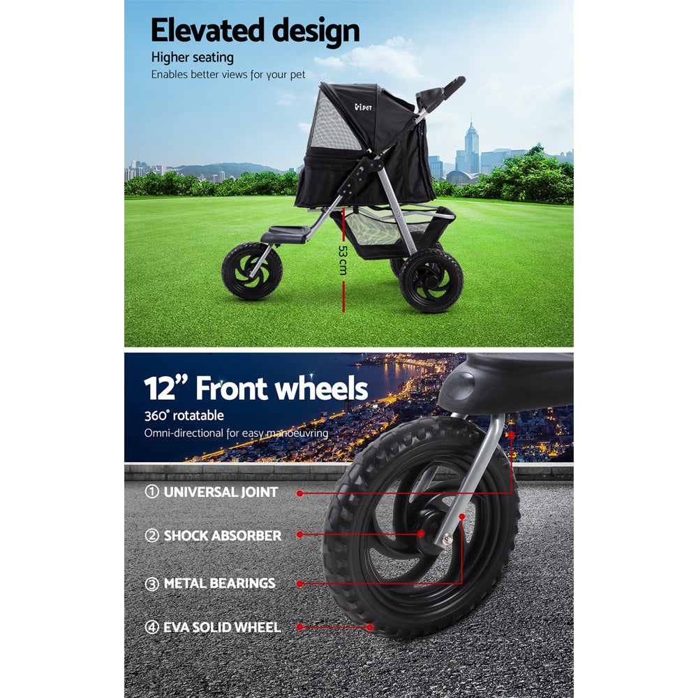 I.PET 3 WHEEL FOLDABLE PET STROLLER