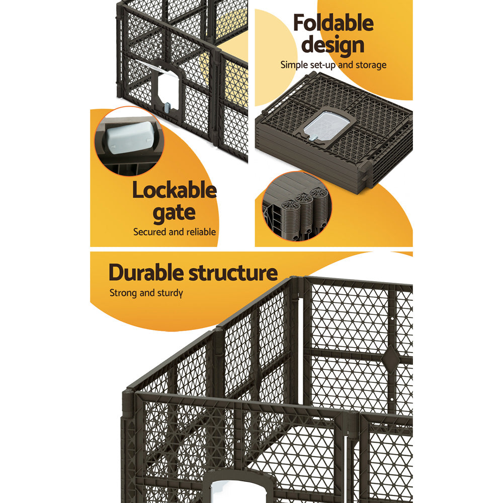 I.PET 8 PANEL DURABLE PLASTIC PET PLAY ENCLOSURE