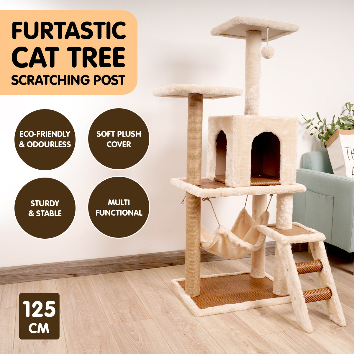 FURTASTIC 125CM CAT SCRATCH POST