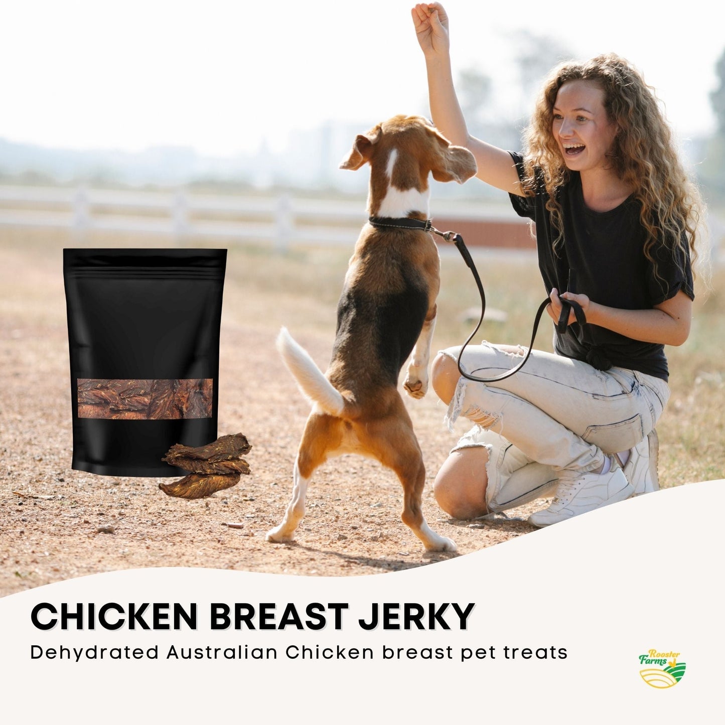 ROOSTER FARMS 400G AUSTRALIAN CHICKEN BREAST JERKY