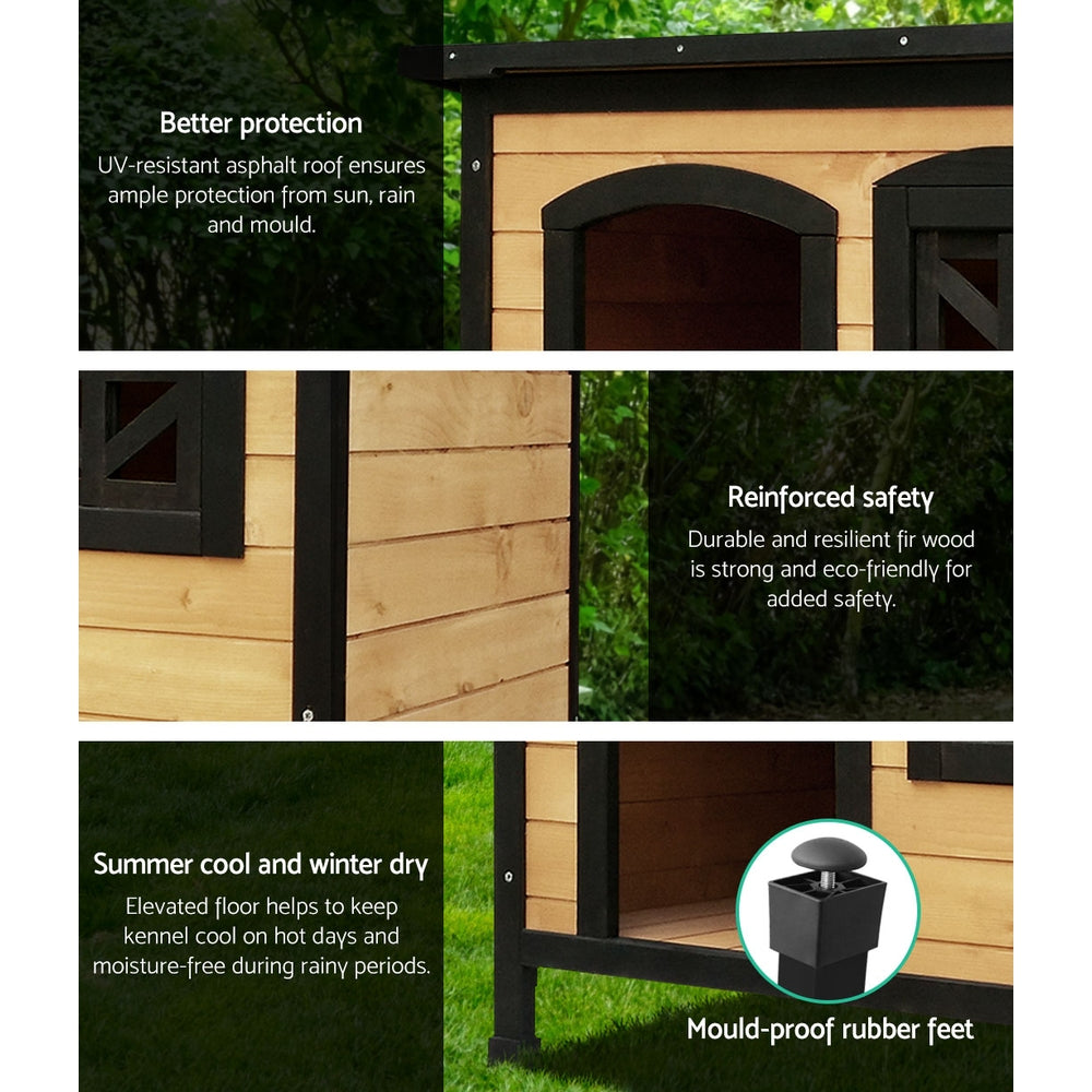 I.PET XL WEATHERPROOF WOODEN DOG CABIN KENNEL