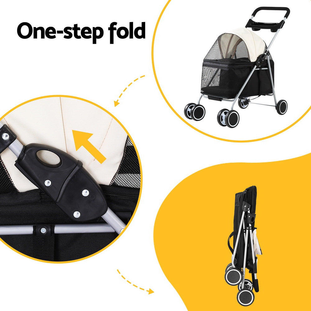 I.PET FOLDABLE 4 WHEEL PET STROLLER