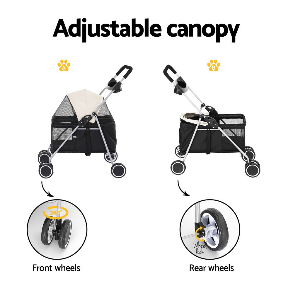 I.PET FOLDABLE 4 WHEEL PET STROLLER