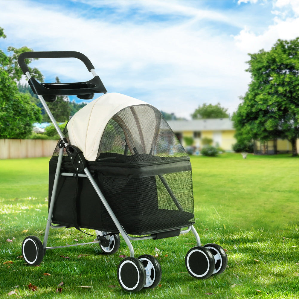 I.PET FOLDABLE 4 WHEEL PET STROLLER