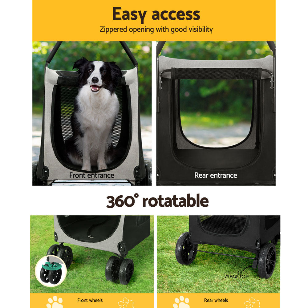 IPET 4 WHEELER FOLDABLE PET TROLLEY STROLLER