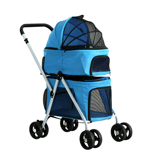 I.PET 3 IN 1 FOLDABLE 4 WHEEL DOUBLE CARRIER PET STROLLER