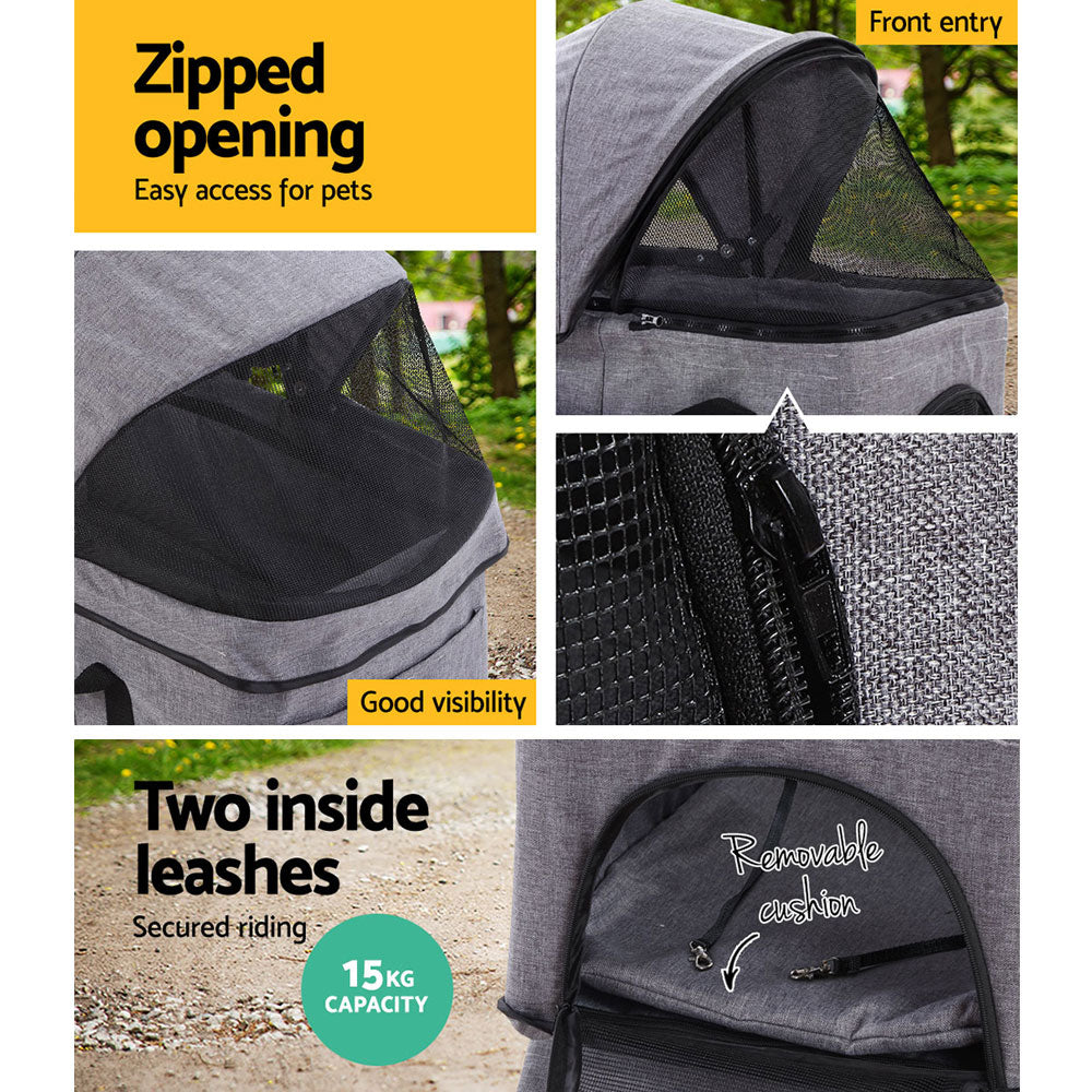 I.PET 4 WHEEL FOLDABLE PET CARRIER STROLLER