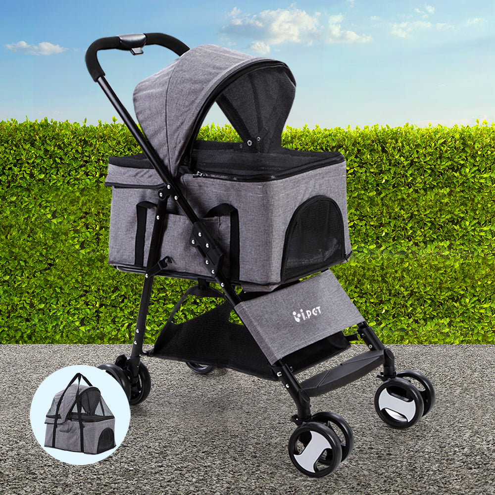 I.PET 4 WHEEL FOLDABLE PET CARRIER STROLLER